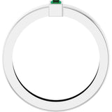 14K White Gold Lab-Grown Emerald  Bezel-Set Ring Size 7