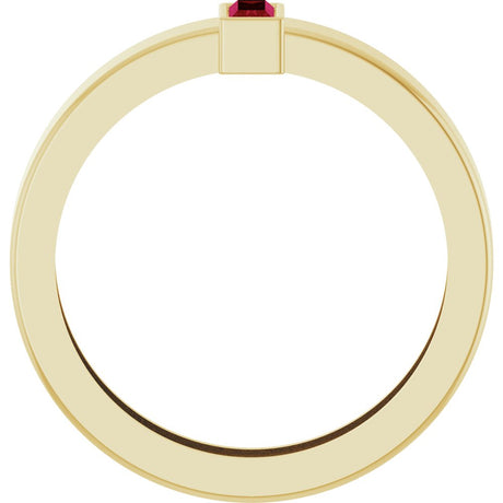 14K Yellow Gold Lab-Grown Ruby  Bezel-Set Ring Size 7