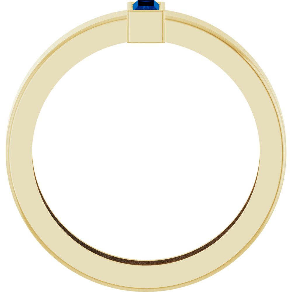 14K Yellow Gold Lab-Grown Blue Sapphire  Bezel-Set Ring Size 7