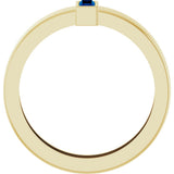 14K Yellow Gold Lab-Grown Blue Sapphire  Bezel-Set Ring Size 7