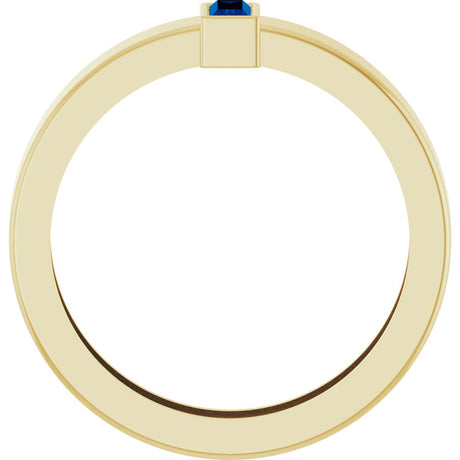 14K Yellow Gold Lab-Grown Blue Sapphire  Bezel-Set Ring Size 7