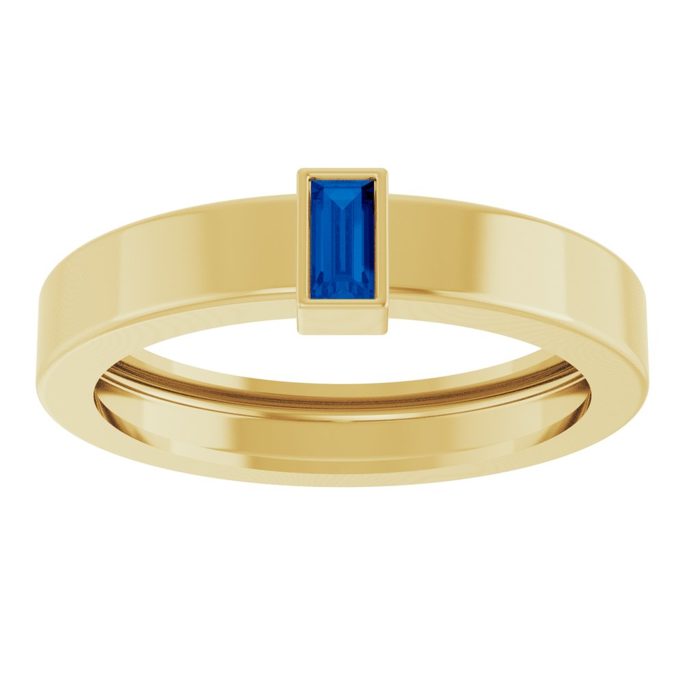 14K Yellow Gold Lab-Grown Blue Sapphire  Bezel-Set Ring Size 7