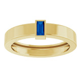 14K Yellow Gold Lab-Grown Blue Sapphire  Bezel-Set Ring Size 7