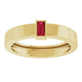 14K Yellow Gold Lab-Grown Ruby  Bezel-Set Ring Size 7