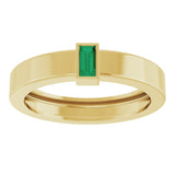 14K Yellow Gold Lab-Grown Emerald  Bezel-Set Ring Size 7
