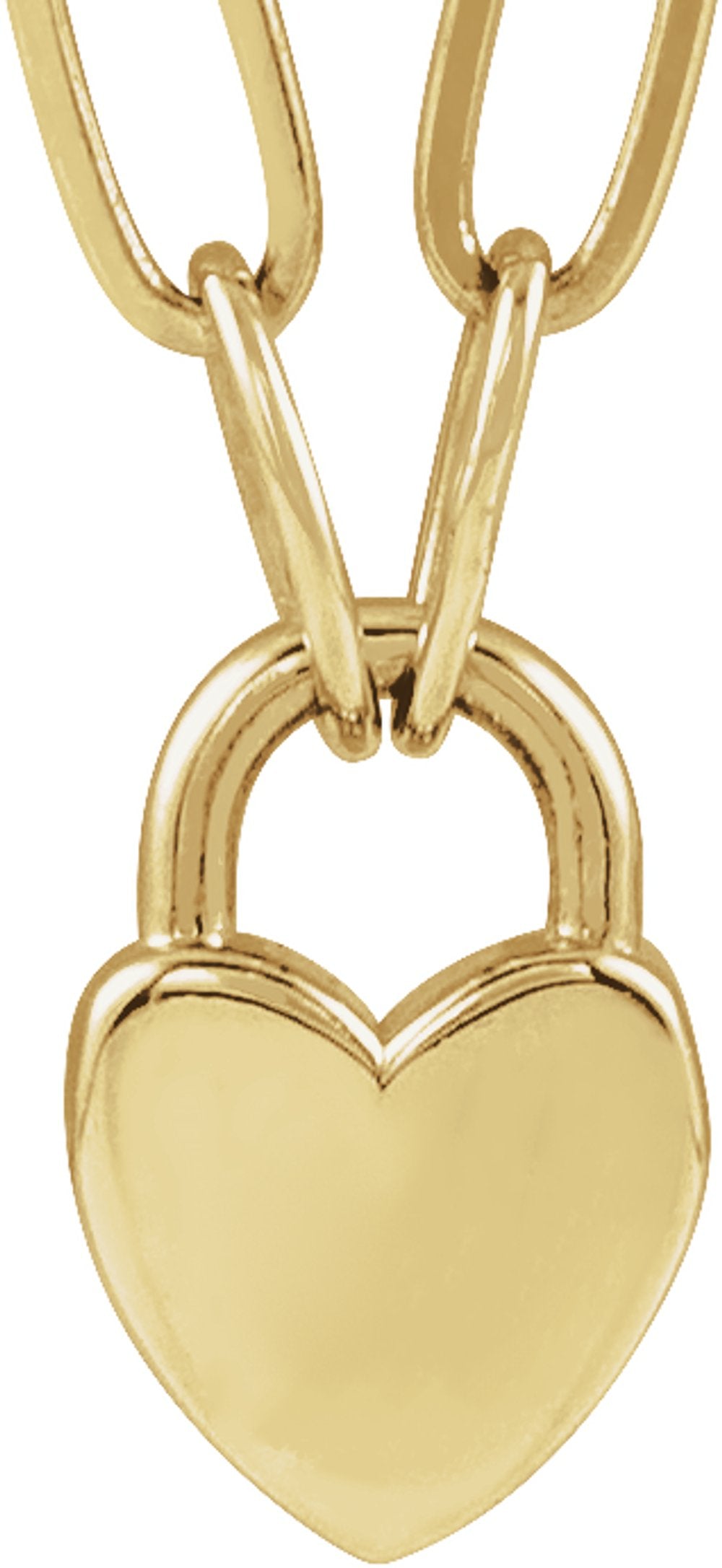 10K Yellow Gold Engravable Heart Lock 18" Necklace