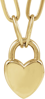10K Yellow Gold Engravable Heart Lock 18" Necklace
