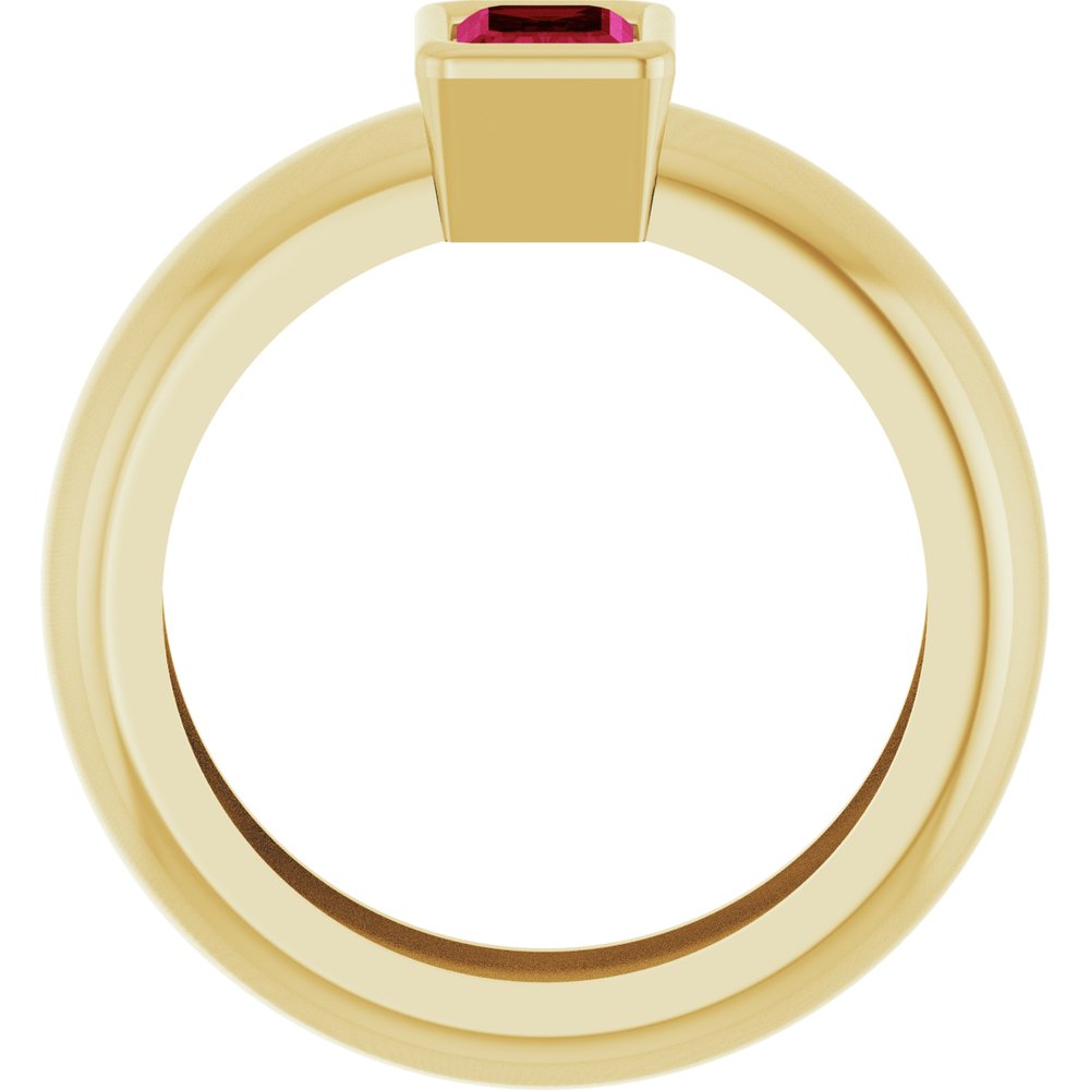 14K Yellow Gold Lab-Grown Ruby Lightweight Ring