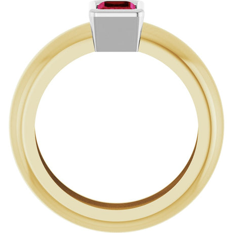 14K Yellow/White Gold Lab-Grown Ruby Lightweight Ring