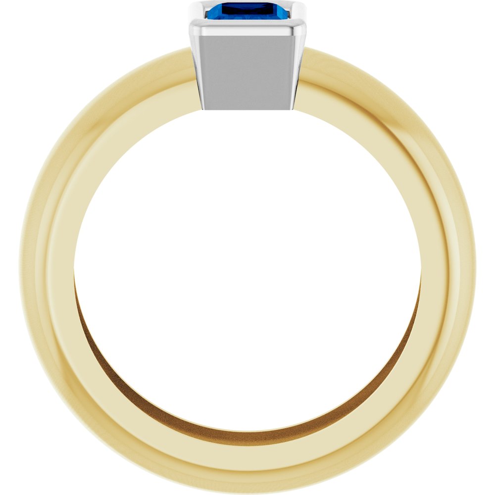 14K Yellow/White Gold Lab-Grown Blue Sapphire Lightweight Ring