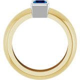 14K Yellow/White Gold Lab-Grown Blue Sapphire Lightweight Ring