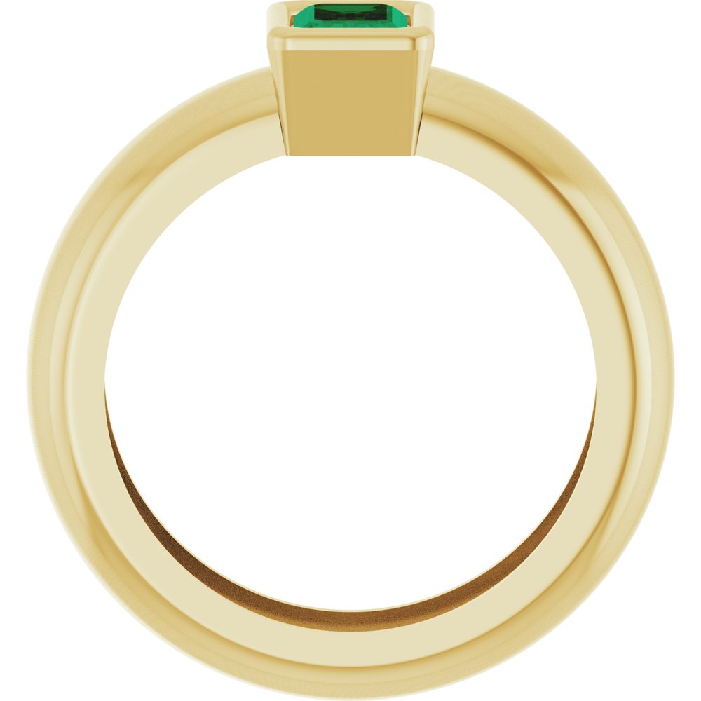 14K Yellow Gold Lab-Grown Emerald Lightweight Ring