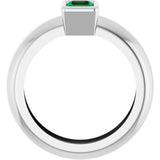14K White Gold Lab-Grown Emerald Lightweight Ring