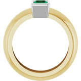 14K Yellow/White Gold Lab-Grown Emerald Lightweight Ring