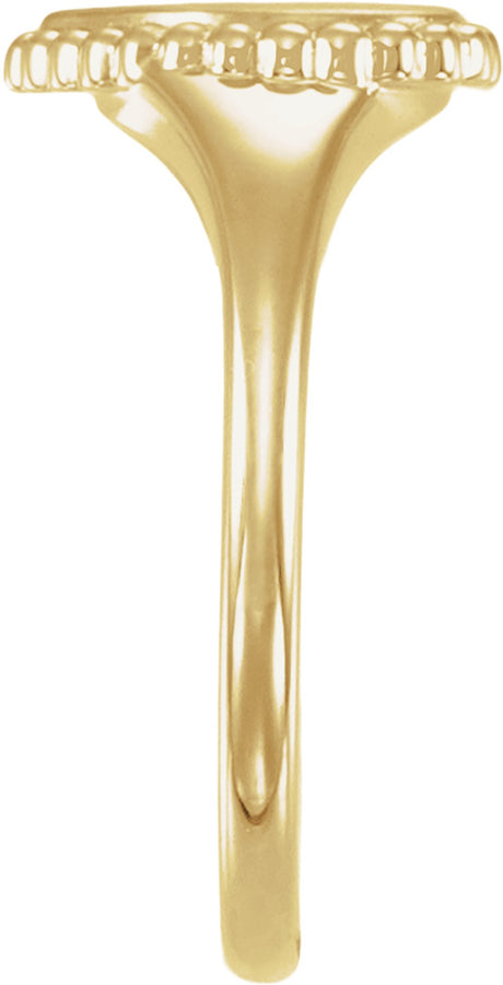 14K Yellow Gold Engravable Beaded Heart Ring