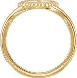 14K Yellow Gold Engravable Beaded Heart Ring