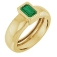 14K Yellow Gold Lab-Grown Emerald Lightweight Ring