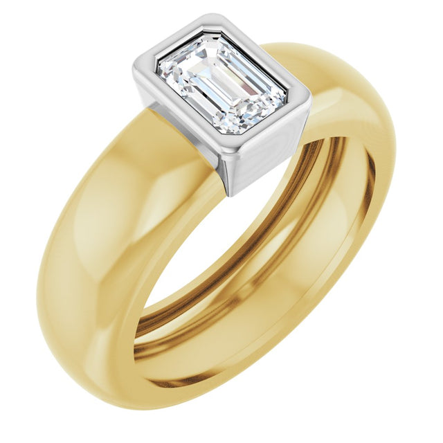 14K Yellow/White Gold 5/8 CT Lab-Grown Diamond Lightweight Ring