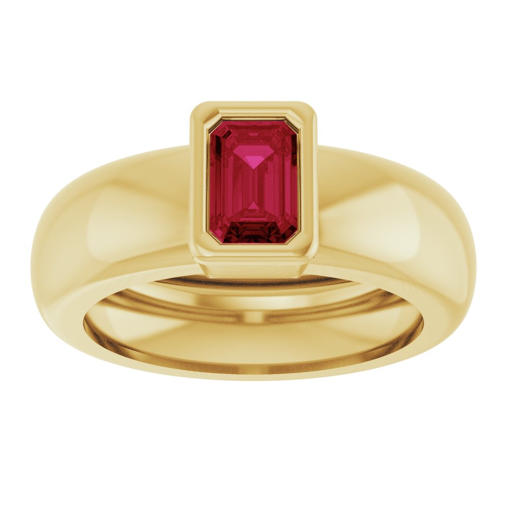 14K Yellow Gold Lab-Grown Ruby Lightweight Ring
