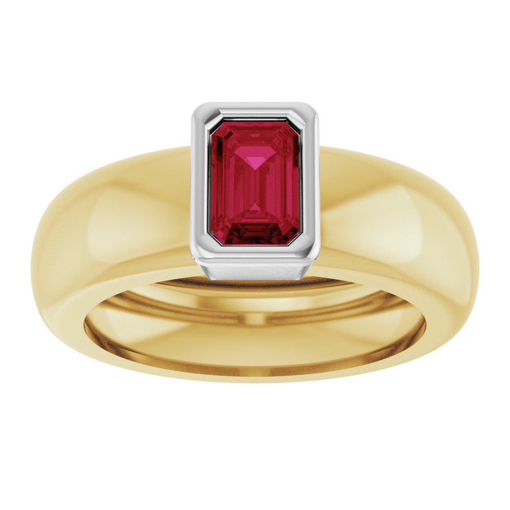 14K Yellow/White Gold Lab-Grown Ruby Lightweight Ring