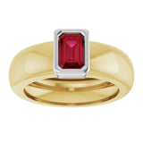 14K Yellow/White Gold Lab-Grown Ruby Lightweight Ring