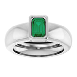 14K White Gold Lab-Grown Emerald Lightweight Ring