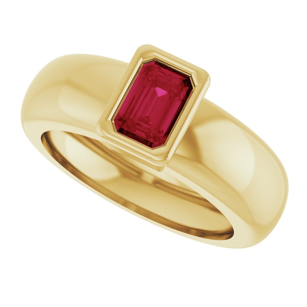 14K Yellow Gold Lab-Grown Ruby Lightweight Ring