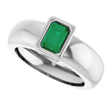 14K White Gold Lab-Grown Emerald Lightweight Ring