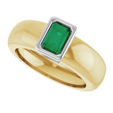 14K Yellow/White Gold Lab-Grown Emerald Lightweight Ring