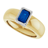 14K Yellow/White Gold Lab-Grown Blue Sapphire Lightweight Ring