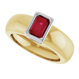 14K Yellow/White Gold Lab-Grown Ruby Lightweight Ring