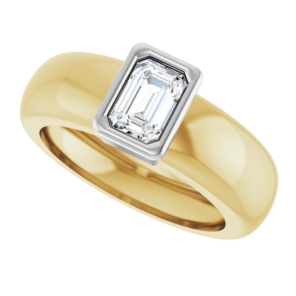 14K Yellow/White Gold 5/8 CT Lab-Grown Diamond Lightweight Ring