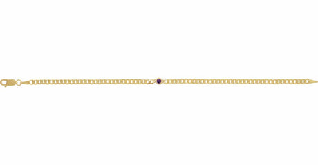 14K Yellow Gold Natural Amethyst Link 7" Bracelet