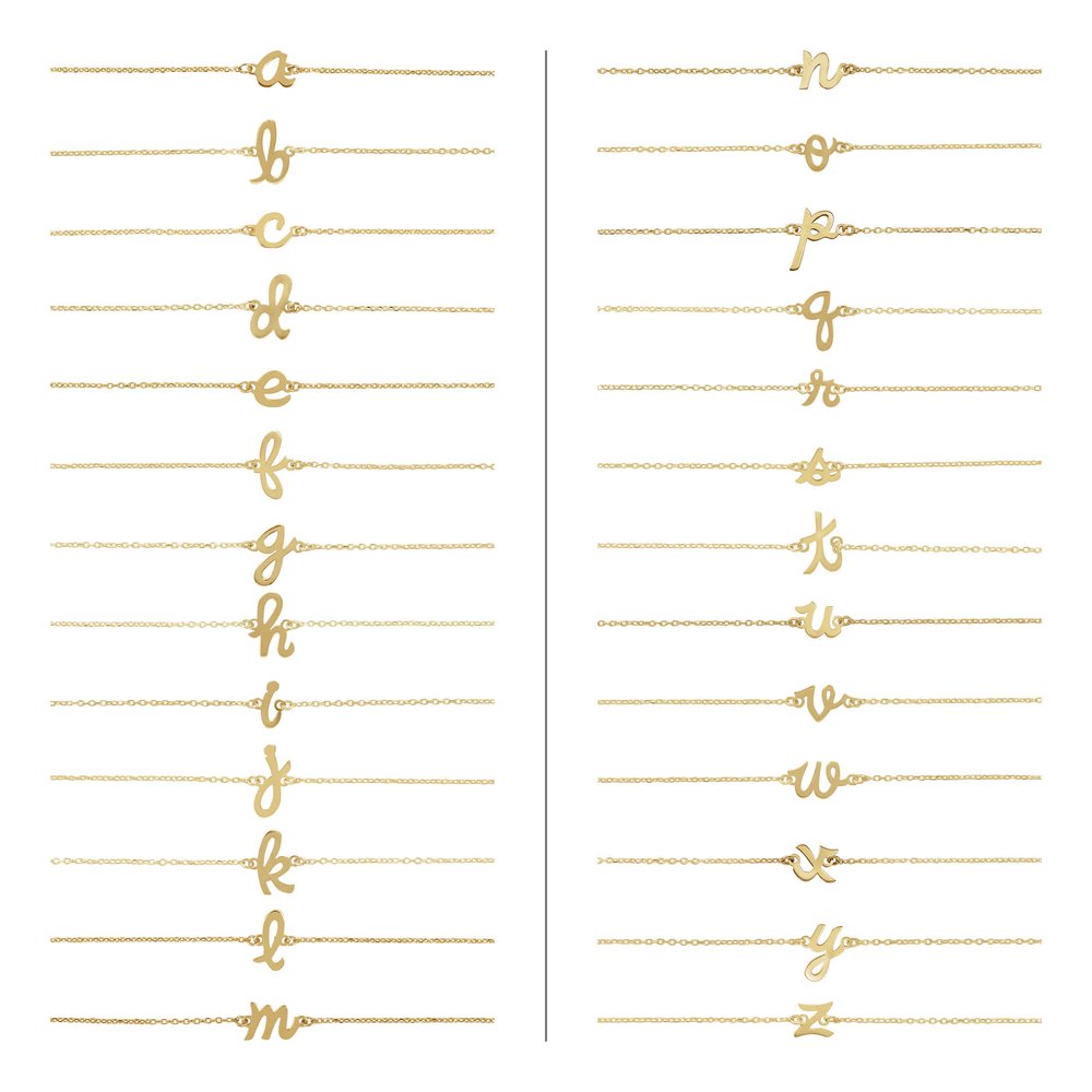14K Yellow Gold Initial W 6 1/2-7 1/2" Bracelet