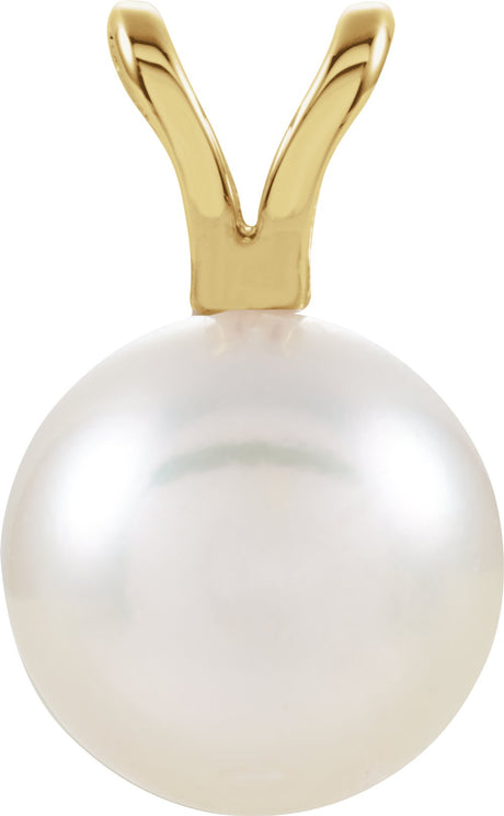 14K Yellow Cultured White Akoya Pearl Pendant