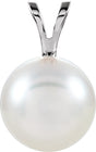 14K White Gold Cultured White Akoya Pearl Pendant