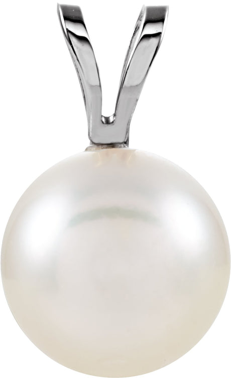 14K White Gold Cultured White Akoya Pearl Pendant