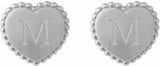 Sterling Silver Engravable Beaded Heart Earrings