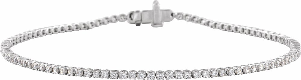 14K White Gold 1 CTW Lab-Grown Diamond Low Profile Line 7" Bracelet