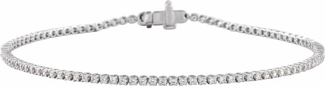 14K White Gold 1 CTW Lab-Grown Diamond Low Profile Line 7" Bracelet