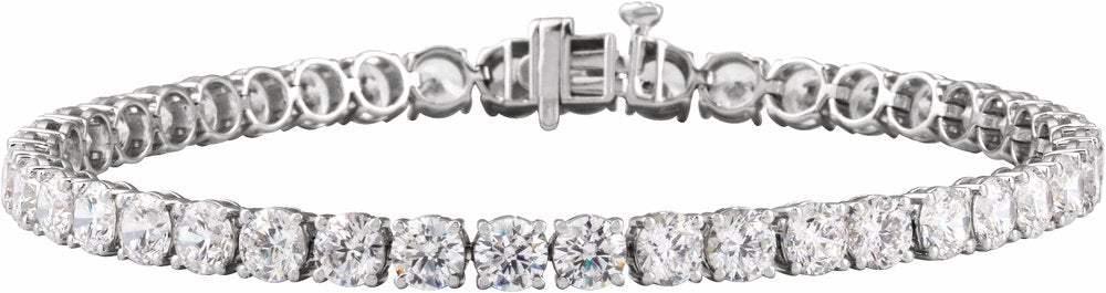 14K White Gold 12 CTW Lab-Grown Diamond Low Profile Line 7" Bracelet