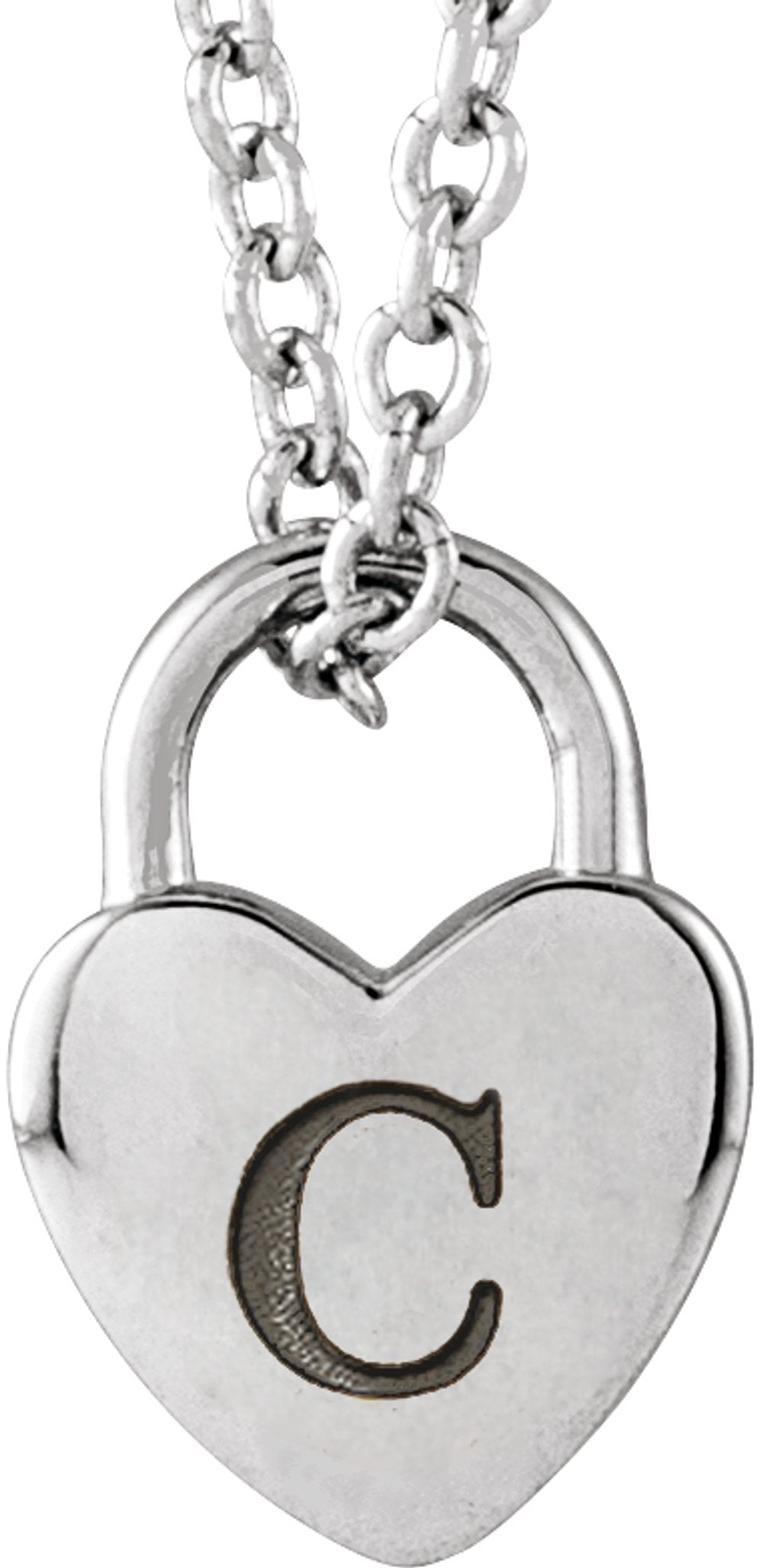 Sterling Silver Engravable Heart Lock 16-18" Necklace
