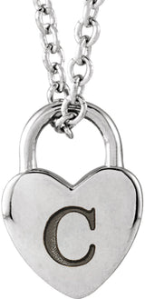 Sterling Silver Engravable Heart Lock 16-18" Necklace
