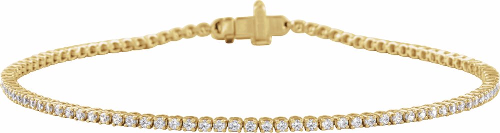14K Yellow Gold 1 CTW Lab-Grown Diamond Low Profile Line 7" Bracelet