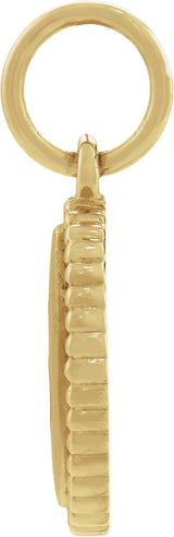 10K Yellow Gold Beaded Oval Engravable Pendant