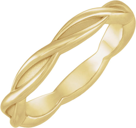 10K Yellow Gold 3.28 mm Woven-Design Comfort-Fit Band Size 8