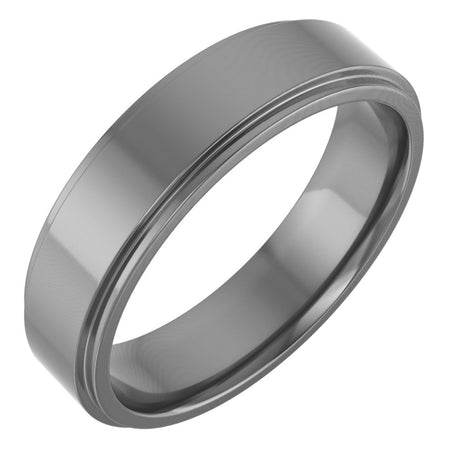 Cobalt 5 mm Stepped-Edge Comfort-Fit Flat Band Size 8