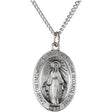 Sterling Silver 28.5x17.75 mm Oval Miraculous Medal 24" Necklace