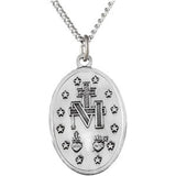 Sterling Silver 29x20 mm Oval Miraculous Medal 24" Necklace