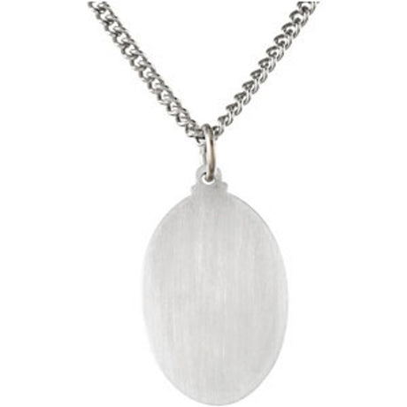 Sterling Silver 24x16 mm Oval St. Christopher 24" Necklace